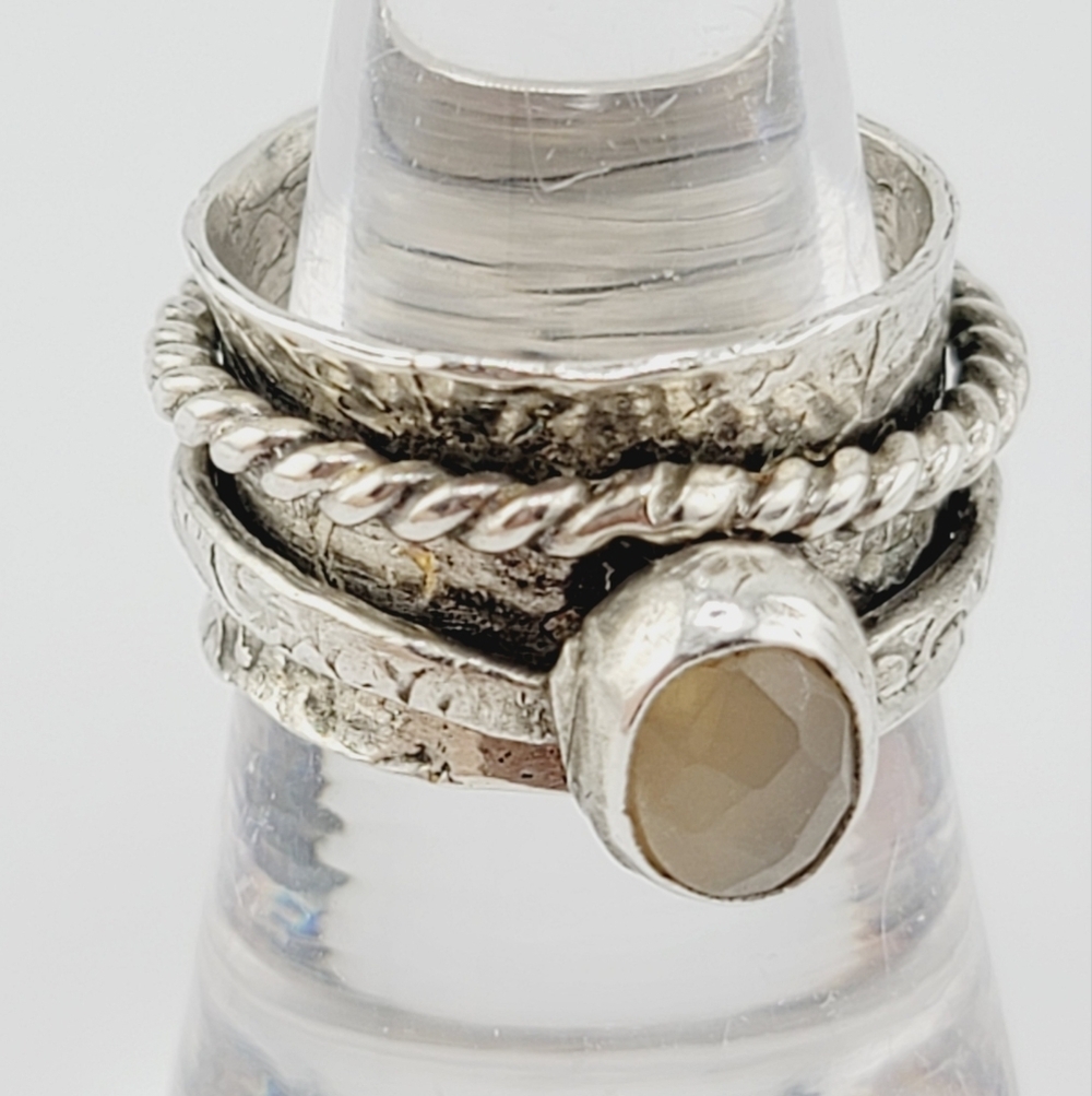 YELLOW SAPPHIRE ANXIETY RELIEF RING HANDMADE IN STERLING SILVER METAL SIZE 7